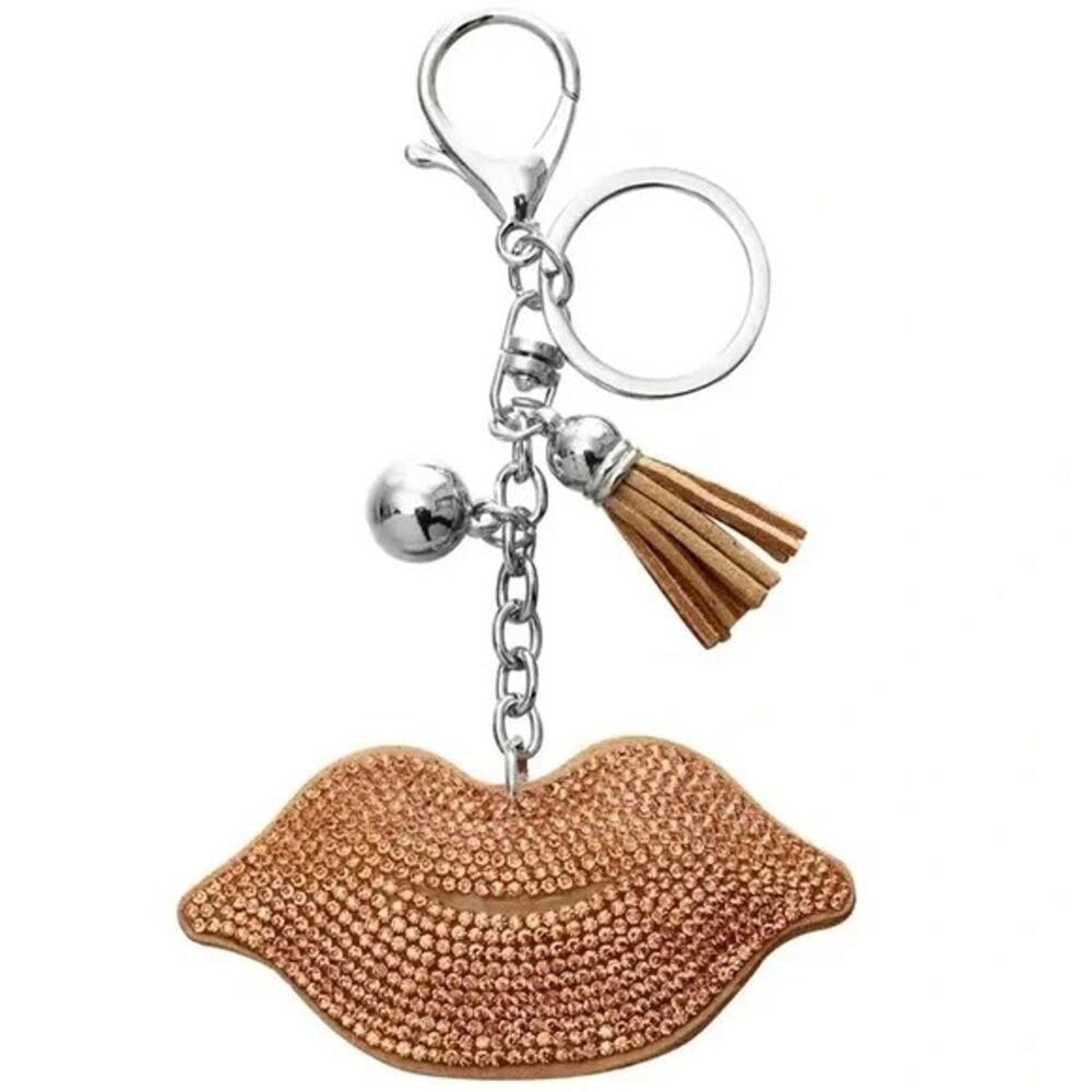 Rhinestone Champagne Lips Keyring